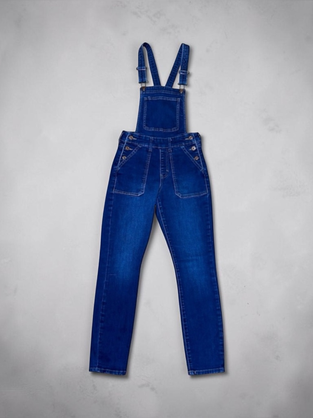 GUESS Women's Denim Overalls Size 24 Dark Wash Blue Skinny Jean Jumpsuit Romper